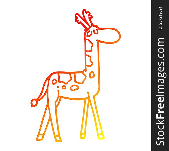 warm gradient line drawing of a cartoon funny giraffe