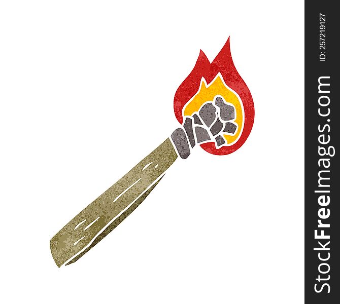 Retro Cartoon Burning Wood Torch