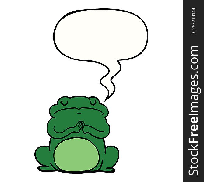 cartoon arrogant frog with speech bubble. cartoon arrogant frog with speech bubble