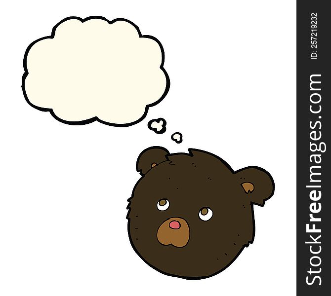 cartoon black bear face with thought bubble
