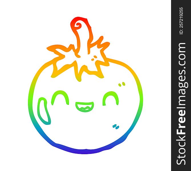 Rainbow Gradient Line Drawing Cute Cartoon Tomato