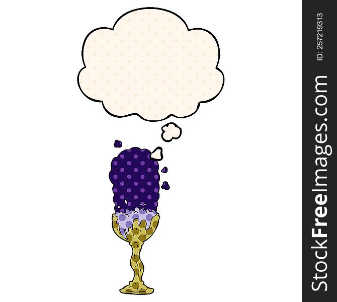 cartoon potion goblet with thought bubble in comic book style