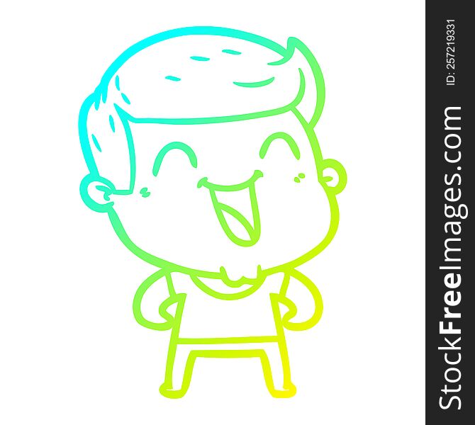 cold gradient line drawing of a cartoon man laughing