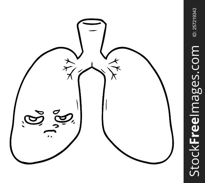 cartoon angry lungs. cartoon angry lungs