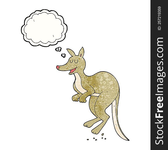 freehand drawn thought bubble textured cartoon kangaroo