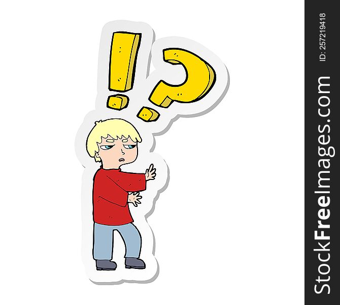 Sticker Of A Cartoon Confused Boy