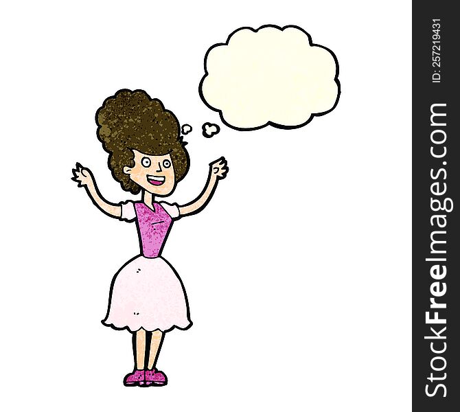 Cartoon Happy 1950 S Woman With Thought Bubble