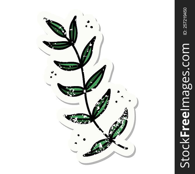 distressed sticker tattoo in traditional style of a laurel. distressed sticker tattoo in traditional style of a laurel