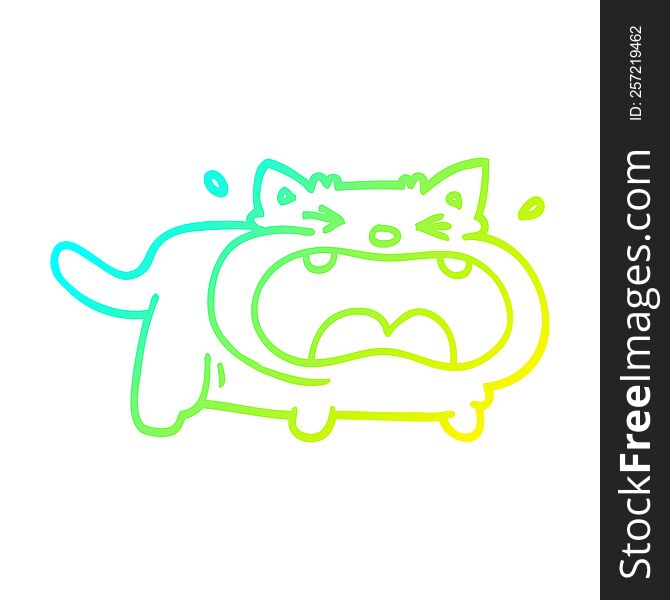 cold gradient line drawing of a cartoon fat cat
