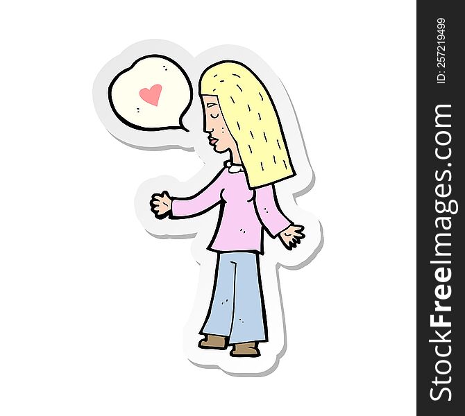 Sticker Of A Cartoon Woman In Love