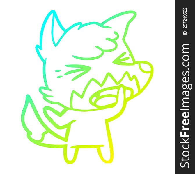 Cold Gradient Line Drawing Angry Cartoon Fox