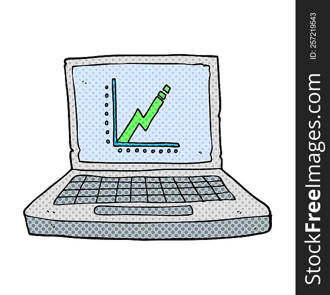 freehand drawn cartoon laptop computer with business graph