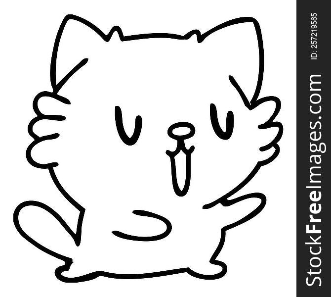 line doodle of a cute little pet cat. line doodle of a cute little pet cat