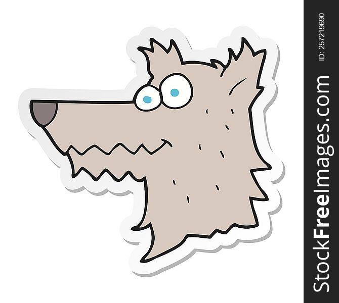 Sticker Of A Cartoon Wolf Head