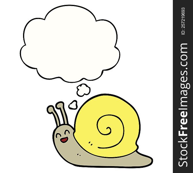 Cartoon Snail And Thought Bubble