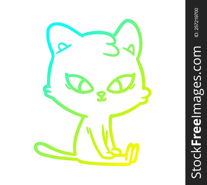 Cold Gradient Line Drawing Cute Cartoon Cat