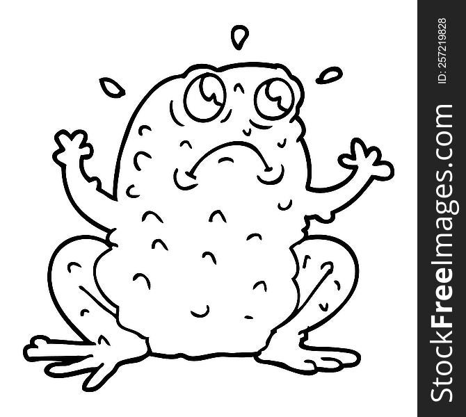 line drawing cartoon nervous toad