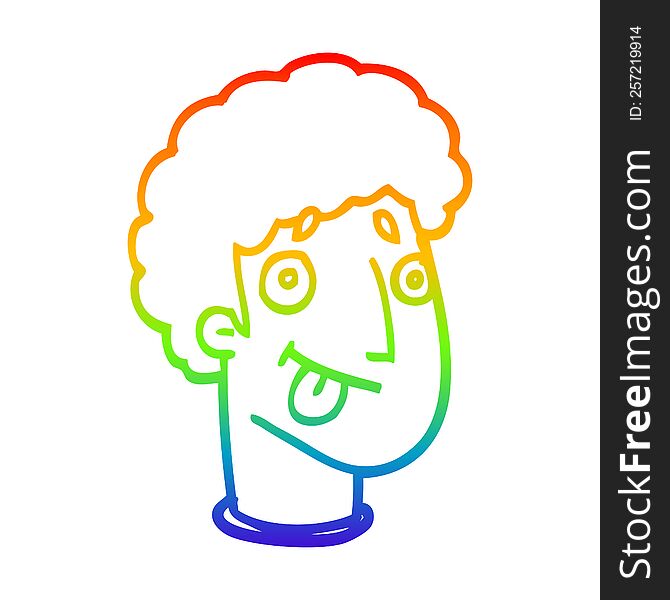 rainbow gradient line drawing of a cartoon male face