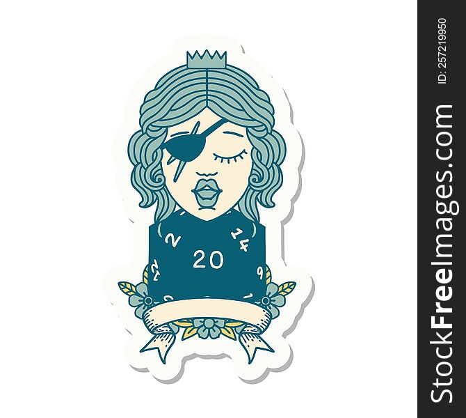 Human Rogue With Natural 20 Dice Roll Sticker