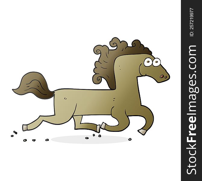 freehand drawn cartoon running horse