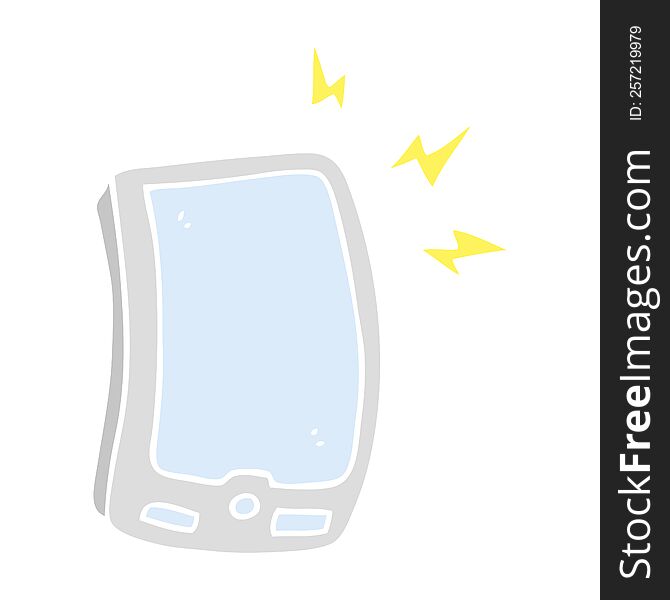 Flat Color Illustration Of A Cartoon Mobile Phone