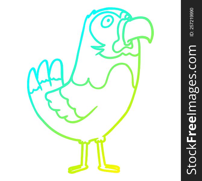Cold Gradient Line Drawing Cartoon Parrot