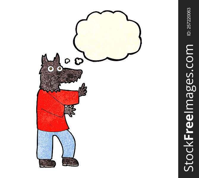 Cartoon Funny Werewolf With Thought Bubble