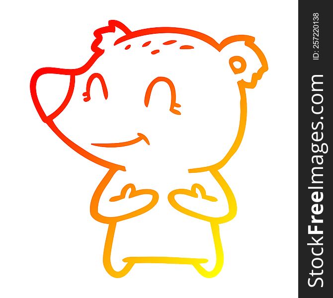 Warm Gradient Line Drawing Friendly Bear Cartoon