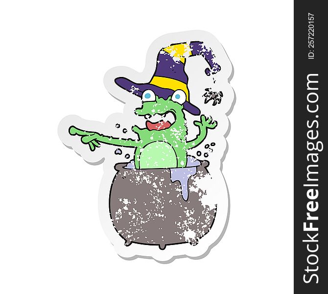retro distressed sticker of a cartoon halloween toad