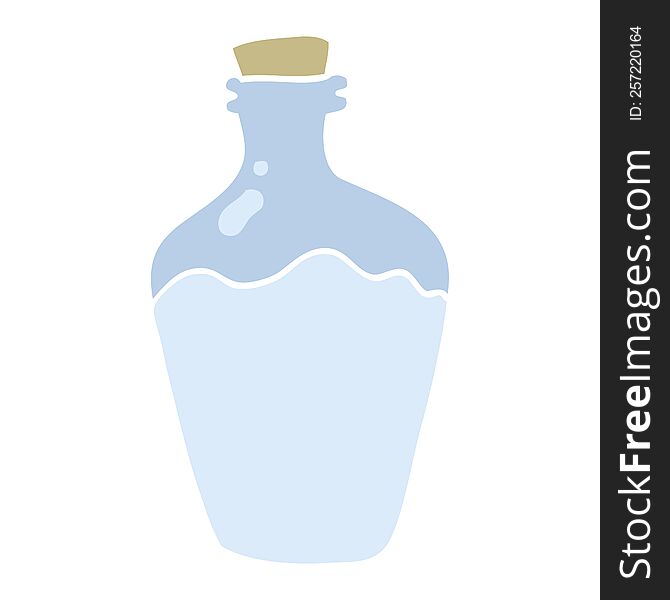 Flat Color Illustration Of A Cartoon Water Bottle