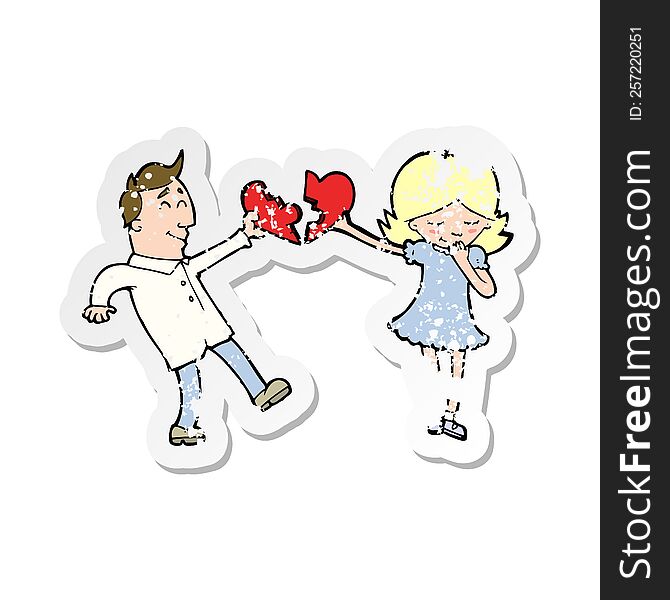 retro distressed sticker of a cartoon couple in love
