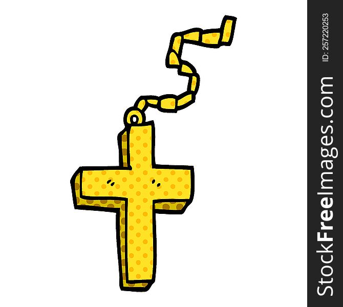 Cartoon Doodle Gold Crucifix