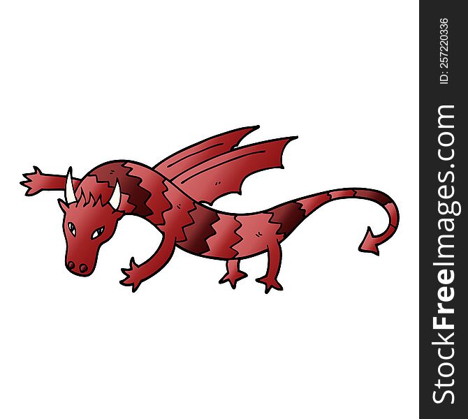 cartoon doodle flying dragon