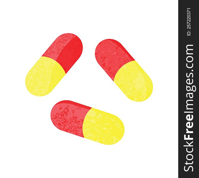 Flat colour illustration of some medical pills