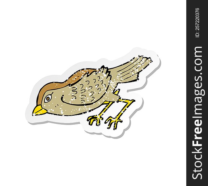 retro distressed sticker of a cartoon garden bird