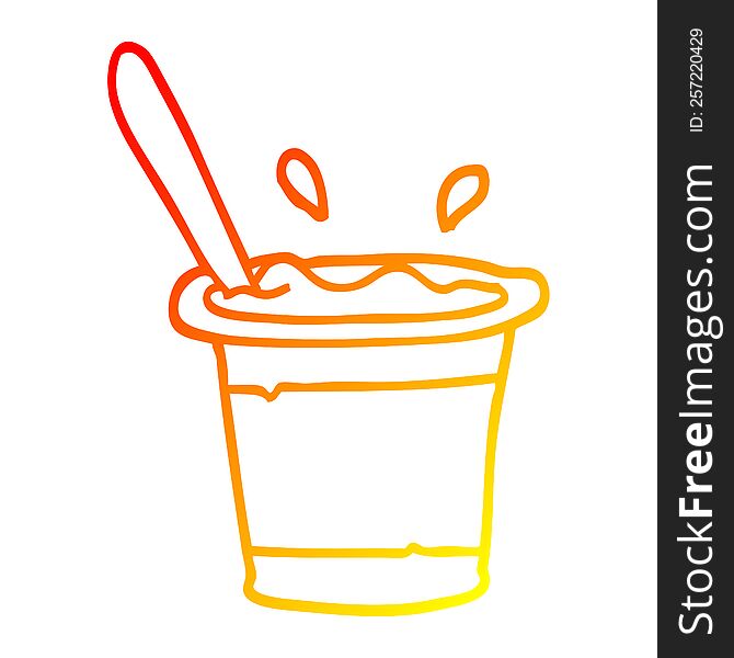 warm gradient line drawing of a cartoon yogurt