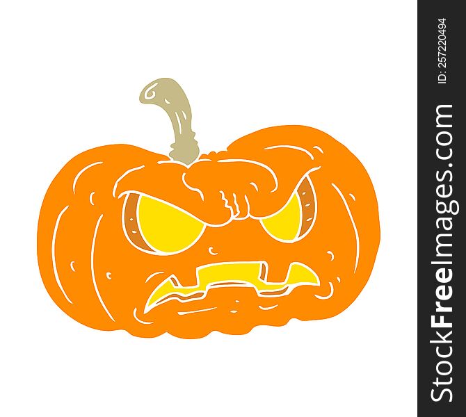 Flat Color Illustration Of A Cartoon Halloween Pumpkin