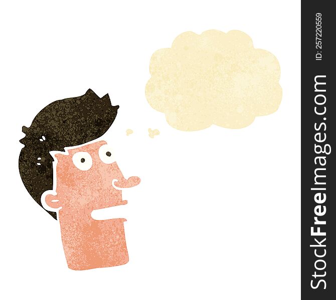 Cartoon Shocked Male Face With Thought Bubble