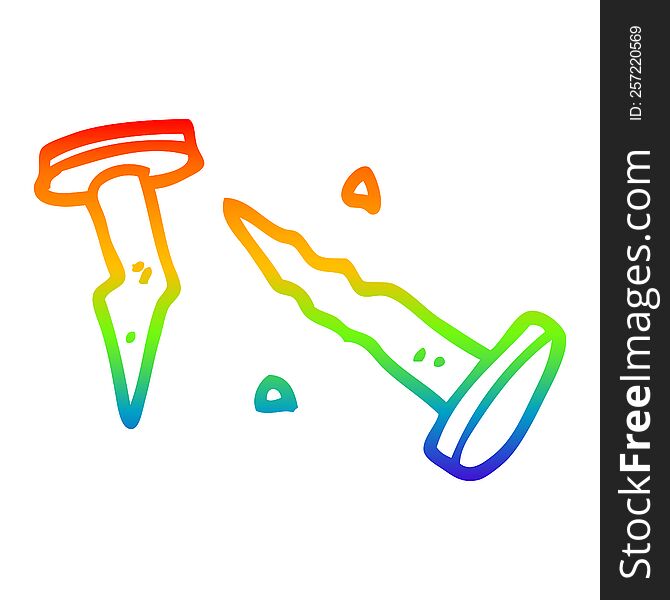 Rainbow Gradient Line Drawing Cartoon Nail