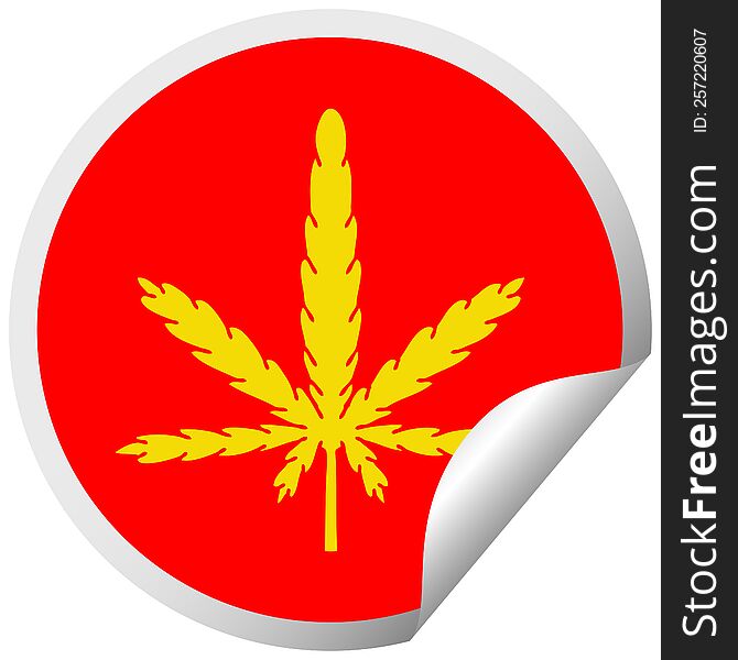 Quirky Circular Peeling Sticker Cartoon Marijuana