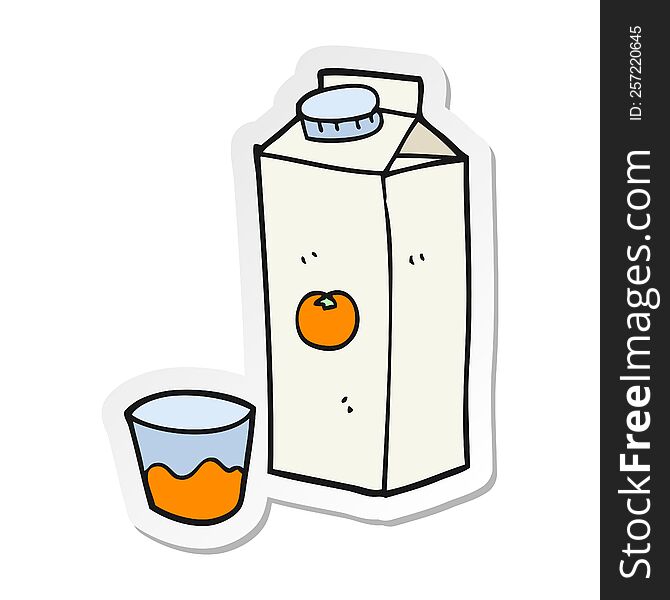 sticker of a cartoon orange juice