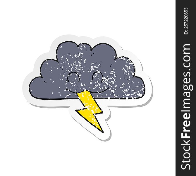 Retro Distressed Sticker Of A Cartoon Storm Cloud