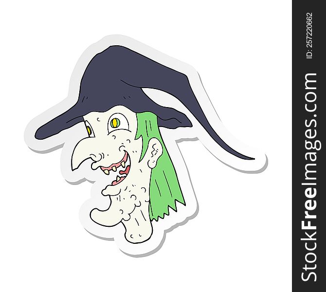 Sticker Of A Cartoon Cackling Witch