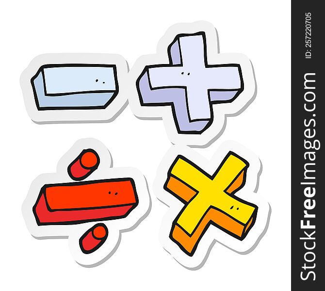 sticker of a cartoon math symbols