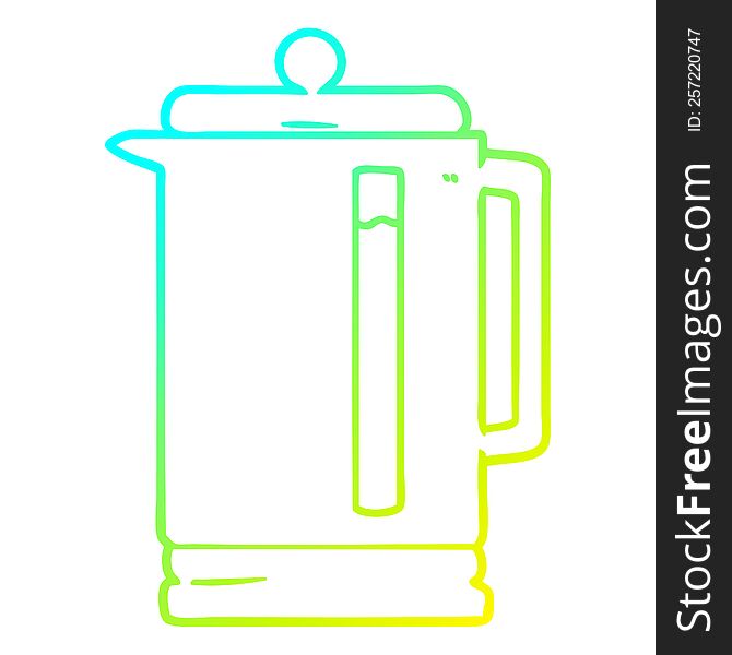 cold gradient line drawing of a cartoon electric kettle