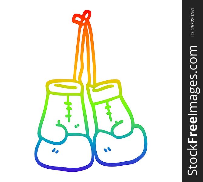 Rainbow Gradient Line Drawing Cartoon Boxing Gloves