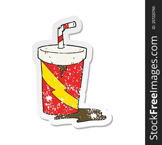 retro distressed sticker of a cartoon junk food cola drink
