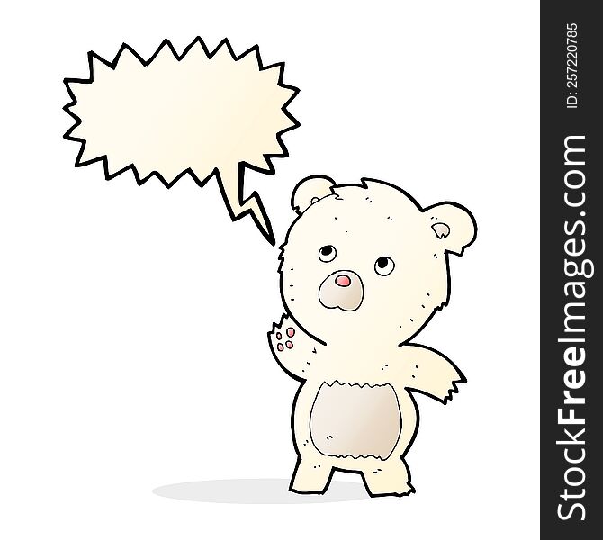 Cartoon Curious Polar Bear With Speech Bubble