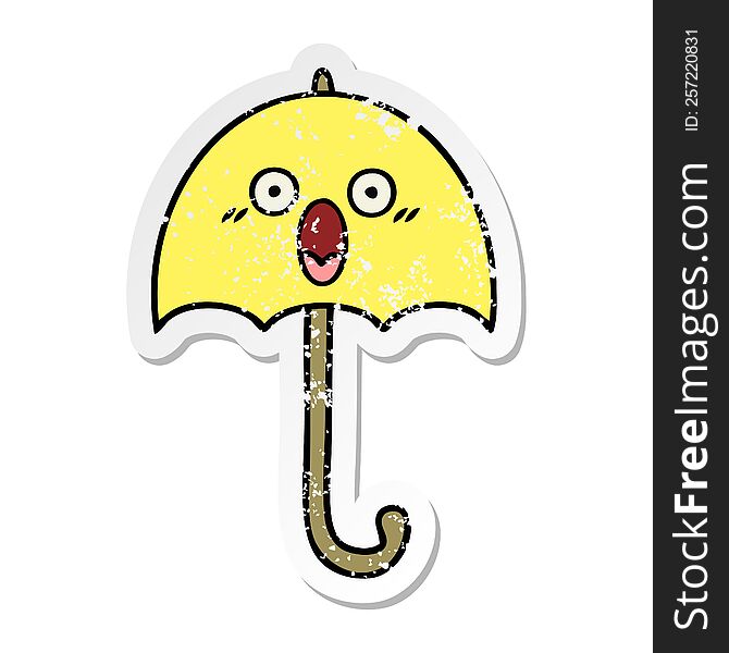Distressed Sticker Of A Cute Cartoon Umbrella