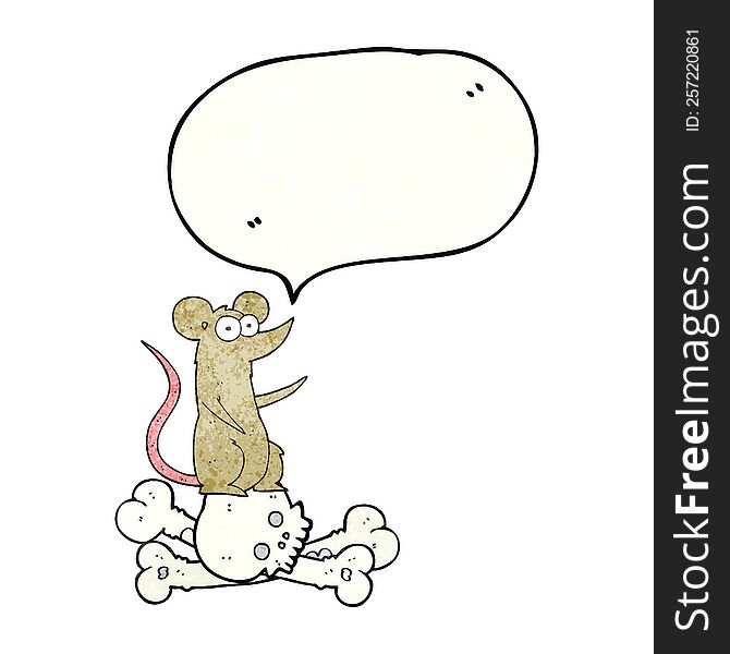 Speech Bubble Textured Cartoon Rat On Bones